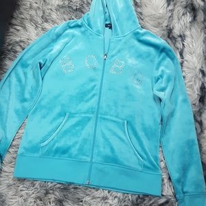 BCBG Maxazria Bling Teal Hoodie - Size M